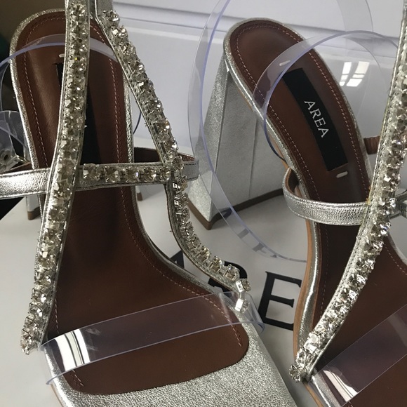 AREA Pvc & Metallic Leather Sandals In Silver - Picture 5 of 8